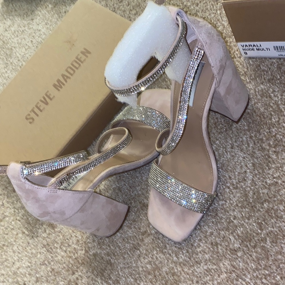 Steve madden chunky open toe nude heels size 9